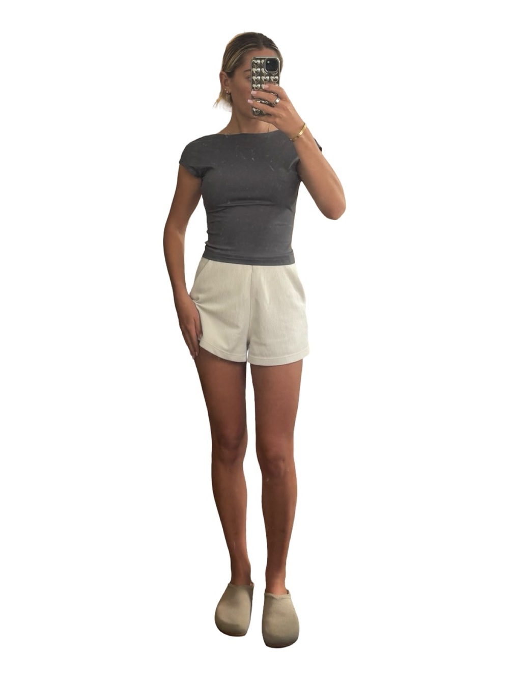 Amazon Grey Open Back Top